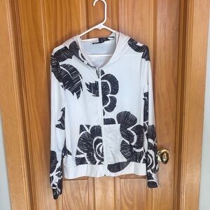 Lily Black and White Floral Zip Up Hoodie